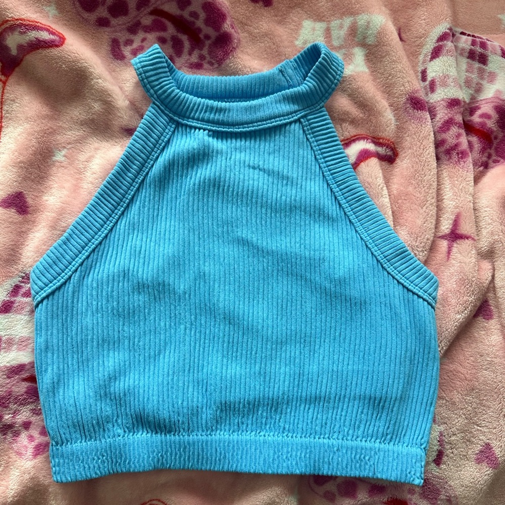 Aerie Blue Ribbed Knit Top/Bra